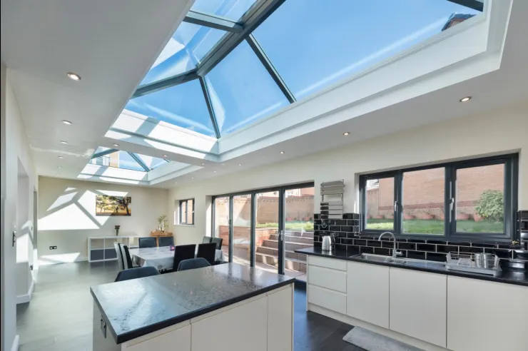 Ultrasky roof lantern above a bright kitchen